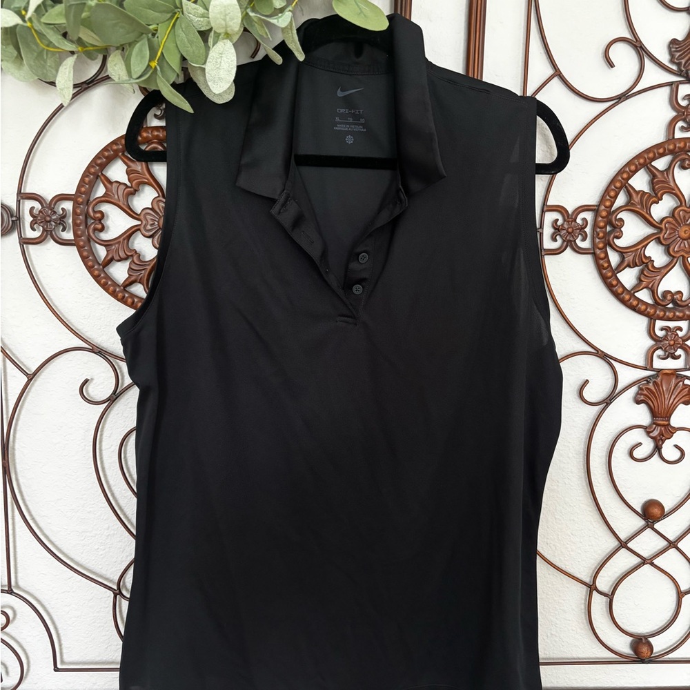 Nike Black Sleeveless Golf Dry Fit Polo Top